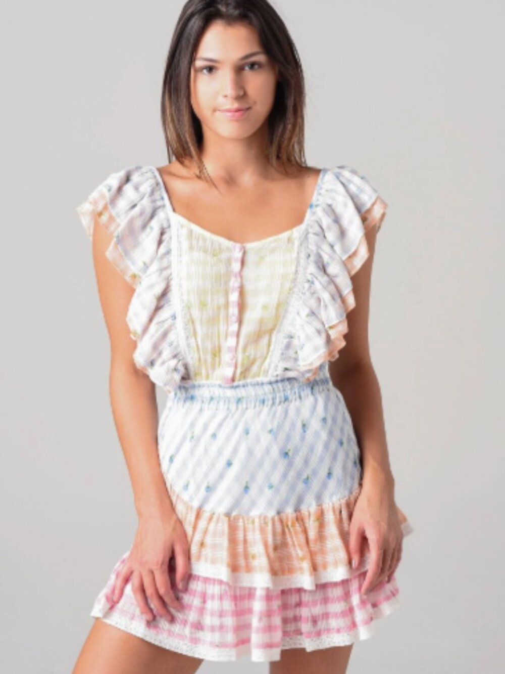 LoveShackFancy Women's Leon Mini Flutter Sleeve Dress, Size Small